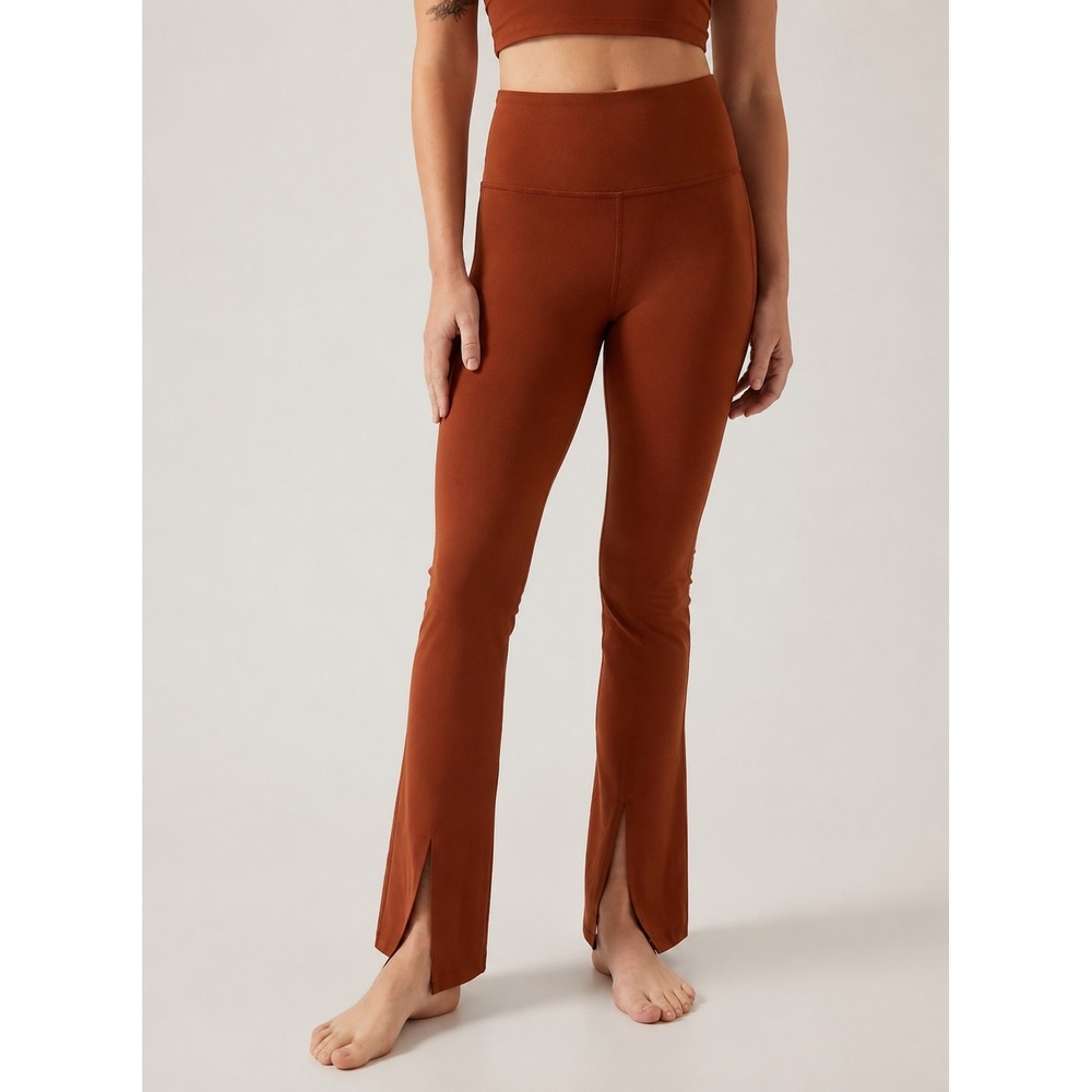 Athleta Elation Split Flare Pant Medium Rust Brown High Rise Yoga Leggings